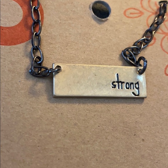 NEW “strong” etched bar necklace - Picture 2 of 6